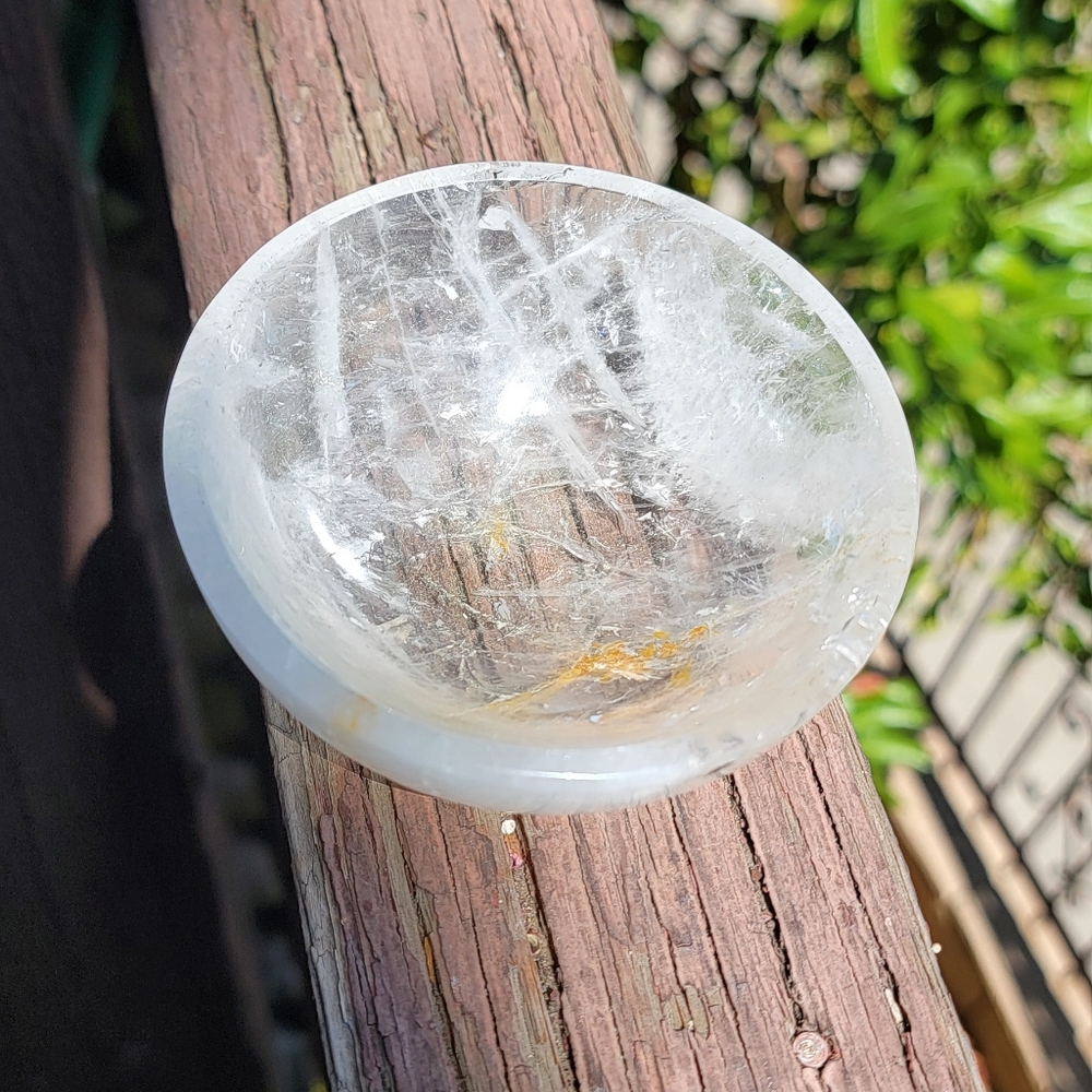 NEW 3.75" x 1.625" x 275G CLEAR QUARTZ BOWL WITH GOLDEN HEALER